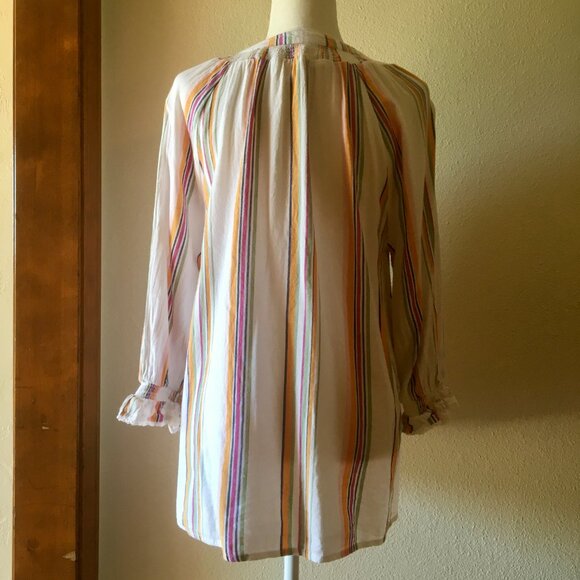 Caffe Marrakesh Colorful Vertical Stripe Top with Tassels Size L Cotton - Picture 13 of 13